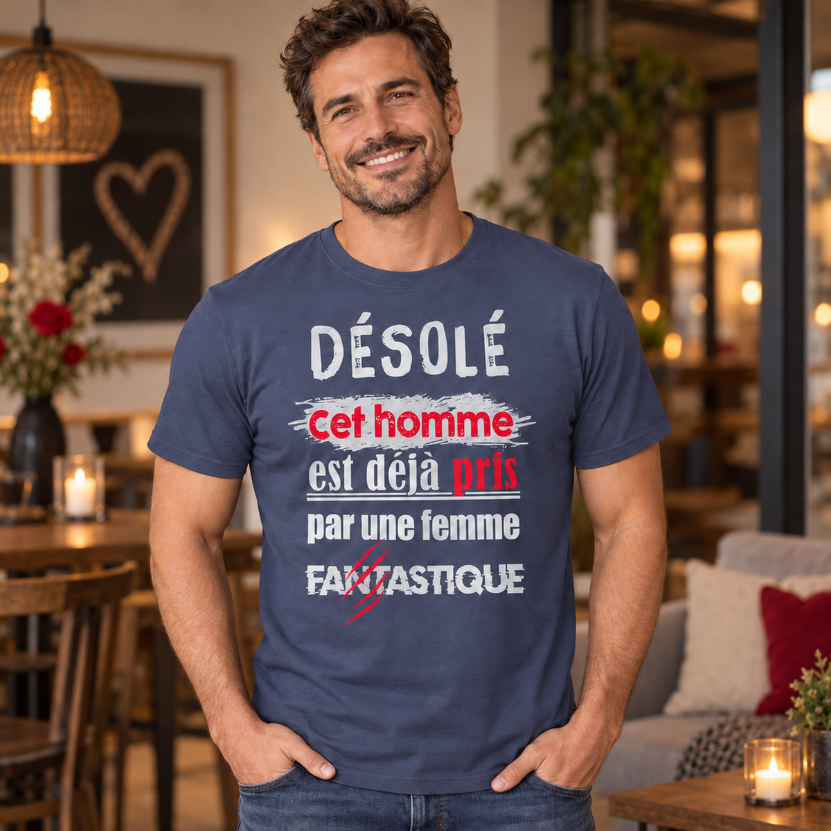 T-shirt couple homme – Déjà pris par une femme fantastique