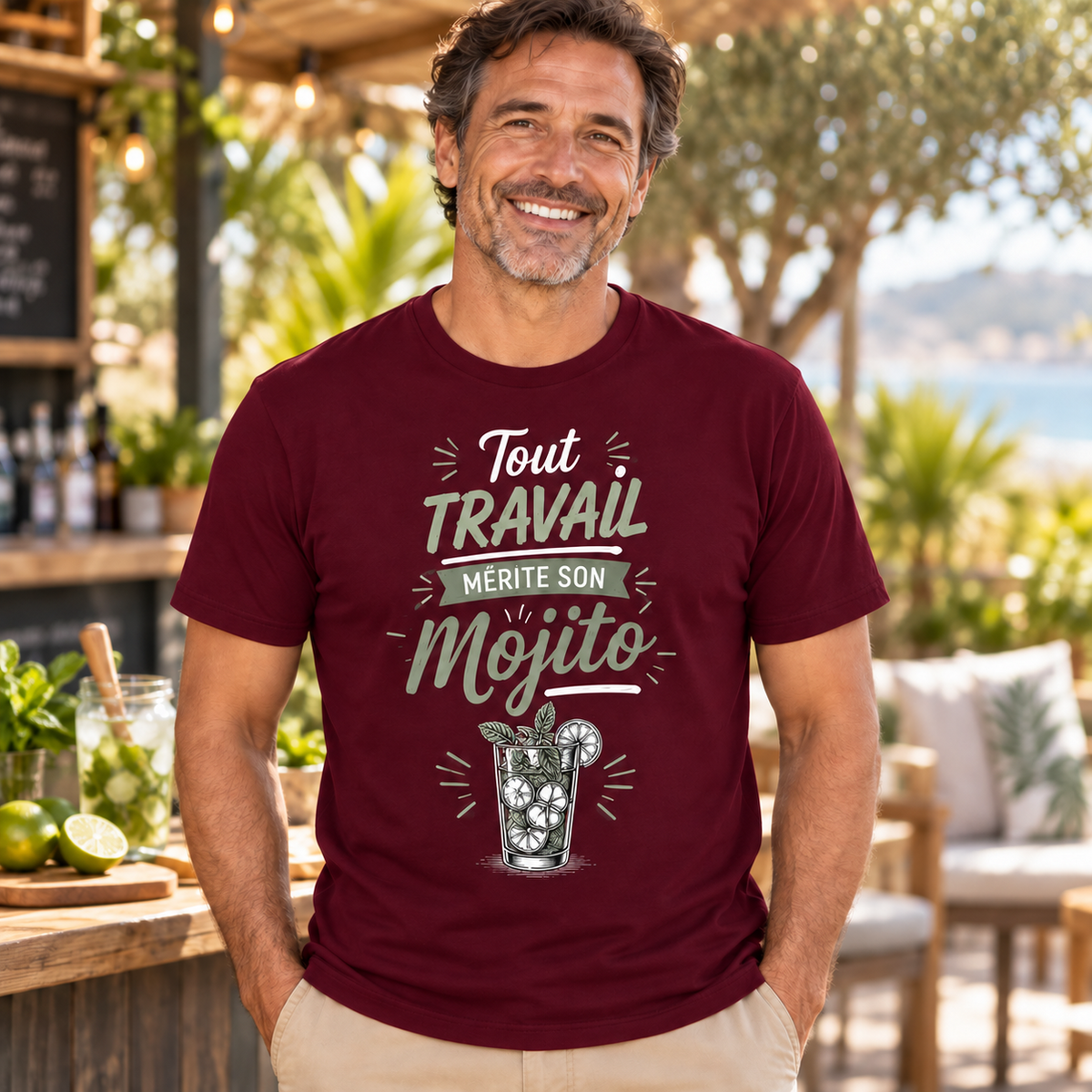 T-shirt mojito humour – Tout travail mérite son mojito
