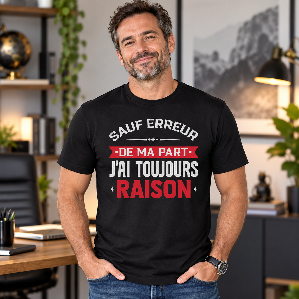 T-shirt humour homme – Sauf erreur de ma part, j’ai toujours raison