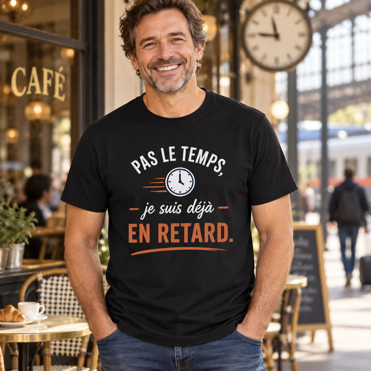 T-shirt humour retardataire – Pas le temps, je suis déjà en retard