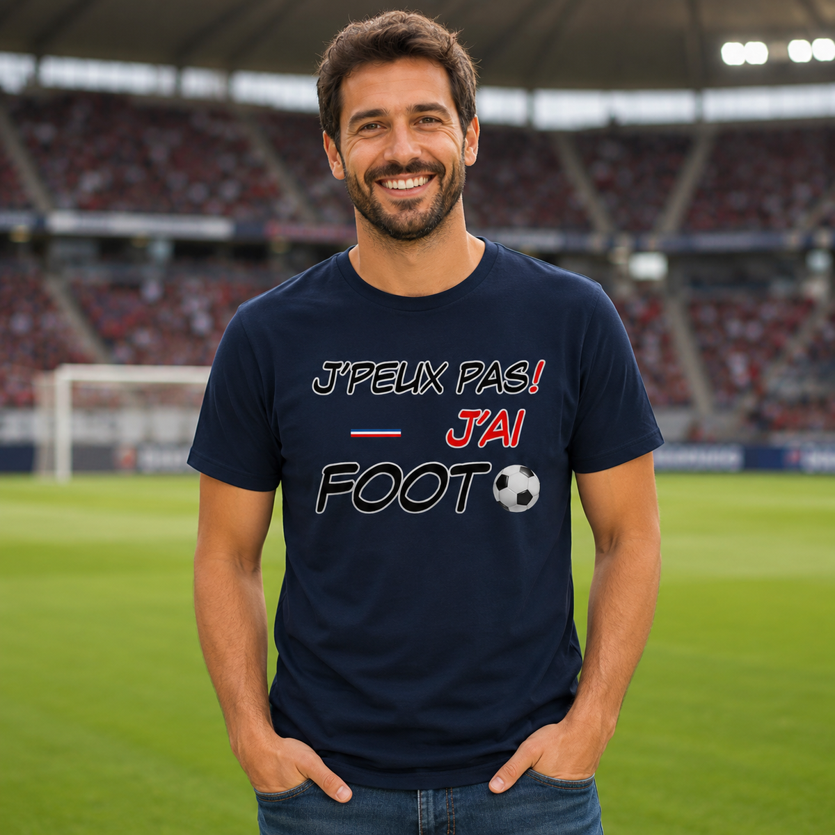T-shirt Homme J’peux pas J’ai Foot – Cadeau Football Humour