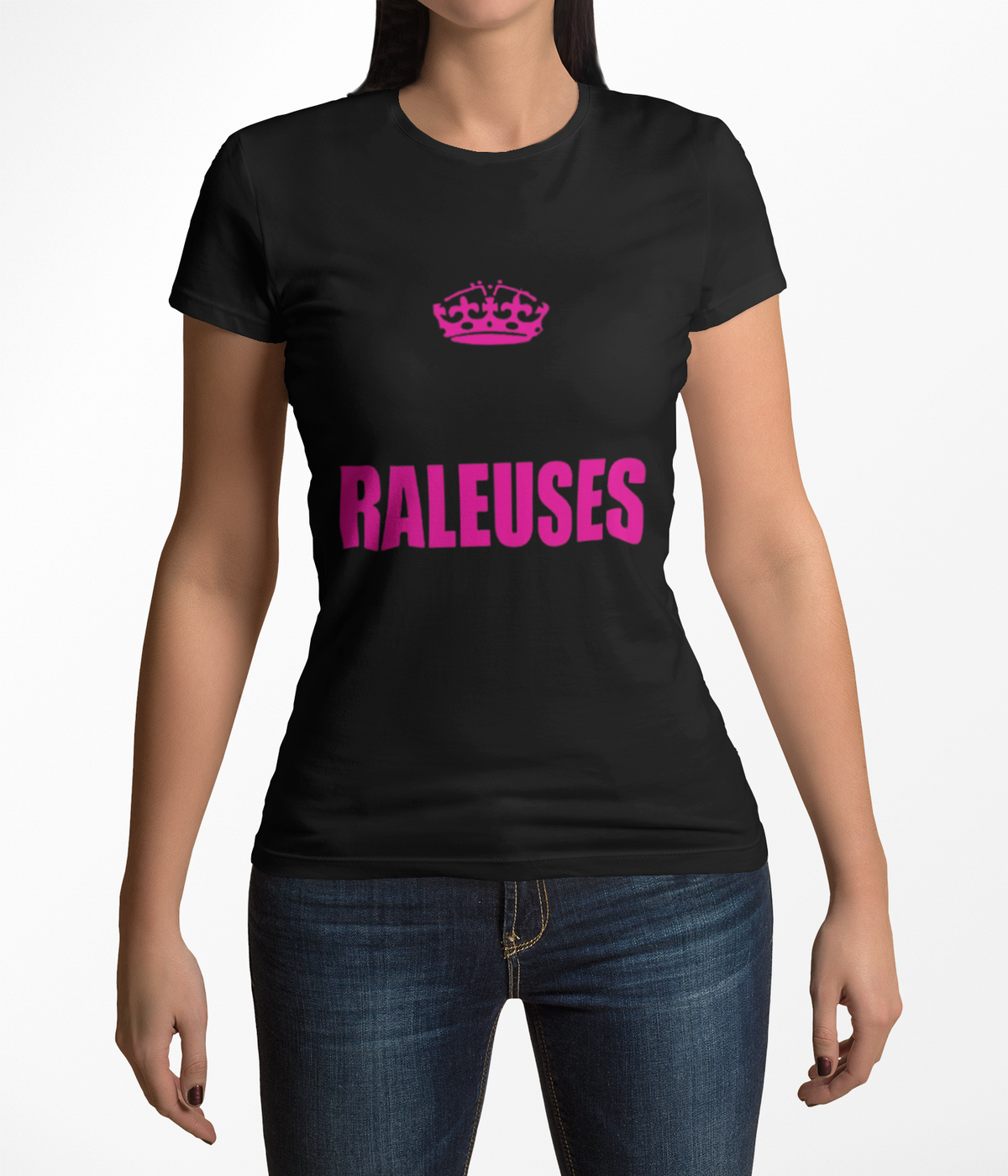 T-Shirt Femme Humour "Râleuse" Noir – Couronne Rose