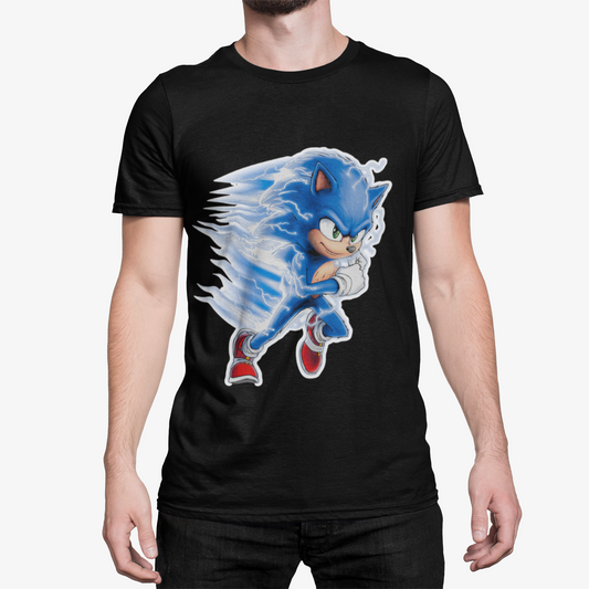 T-Shirt Homme Hérisson Bleu Fantaisie – Design Vitesse Éclair