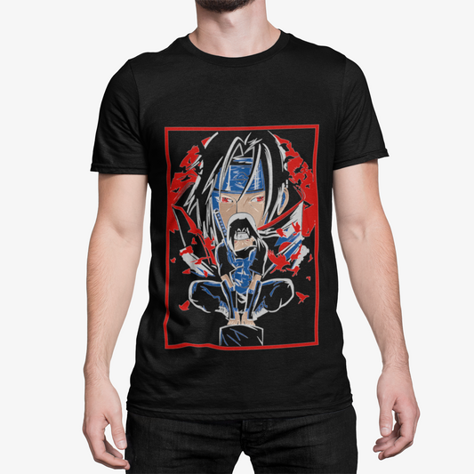 T-Shirt Homme Manga Ninja – Guerrier Rouge & Noir