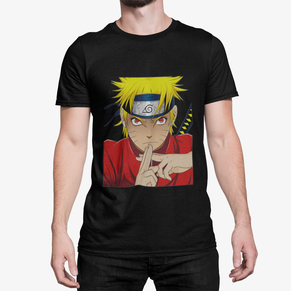 T-Shirt Homme Ninja Blond – Design Manga Guerrier Énergie Rouge