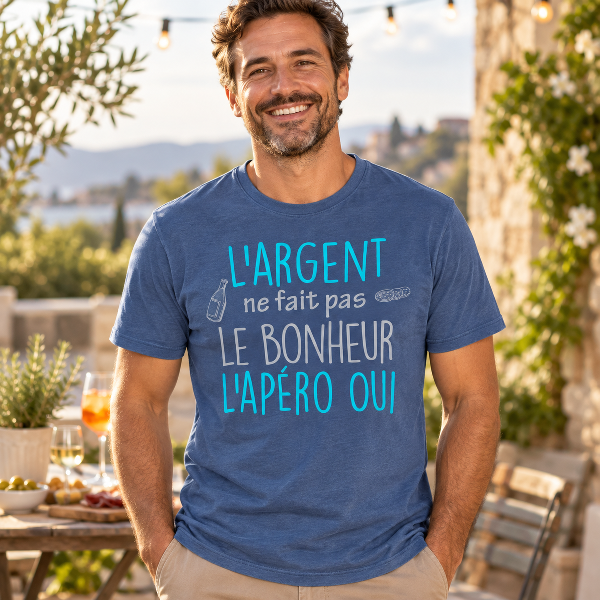 T-shirt humour apéro – L’argent ne fait pas le bonheur, l’apéro oui