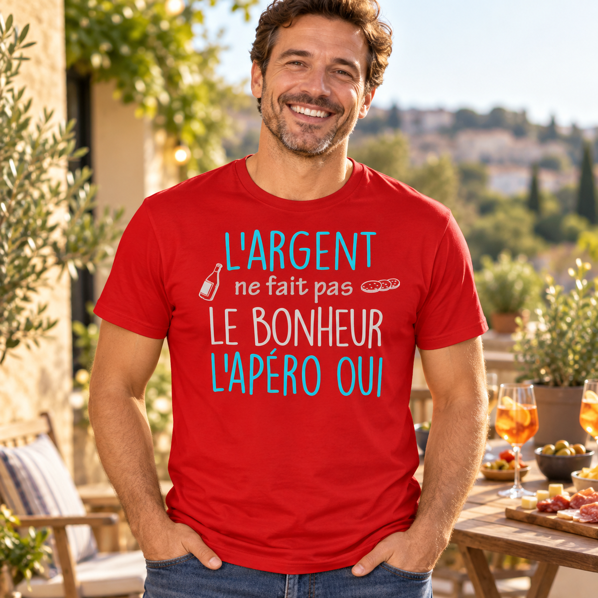 T-shirt humour apéro – L’argent ne fait pas le bonheur, l’apéro oui