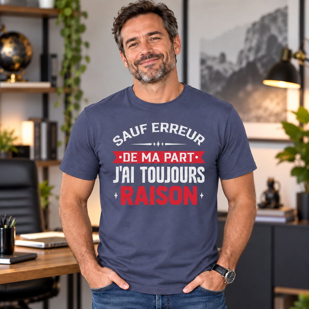 T-shirt humour homme – Sauf erreur de ma part, j’ai toujours raison