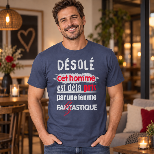 T-shirt couple homme – Déjà pris par une femme fantastique