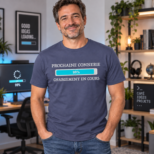 T-shirt humour homme – Prochaine connerie chargement en cours