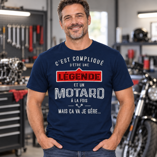 T-shirt motard humour – Légende et motard à la fois