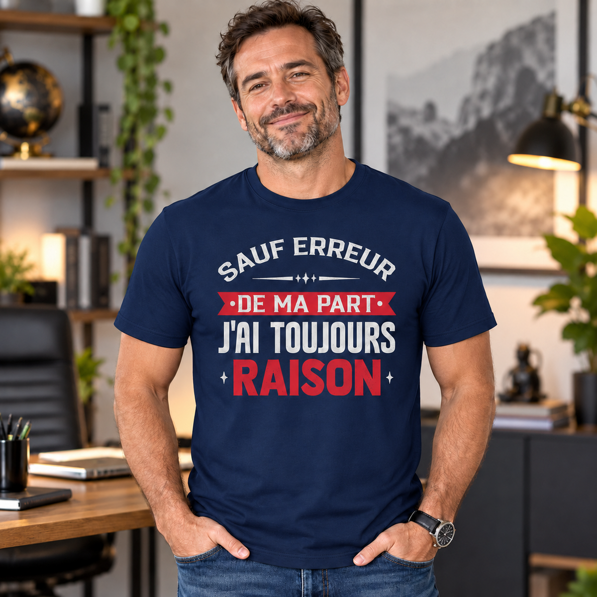 T-shirt humour homme – Sauf erreur de ma part, j’ai toujours raison