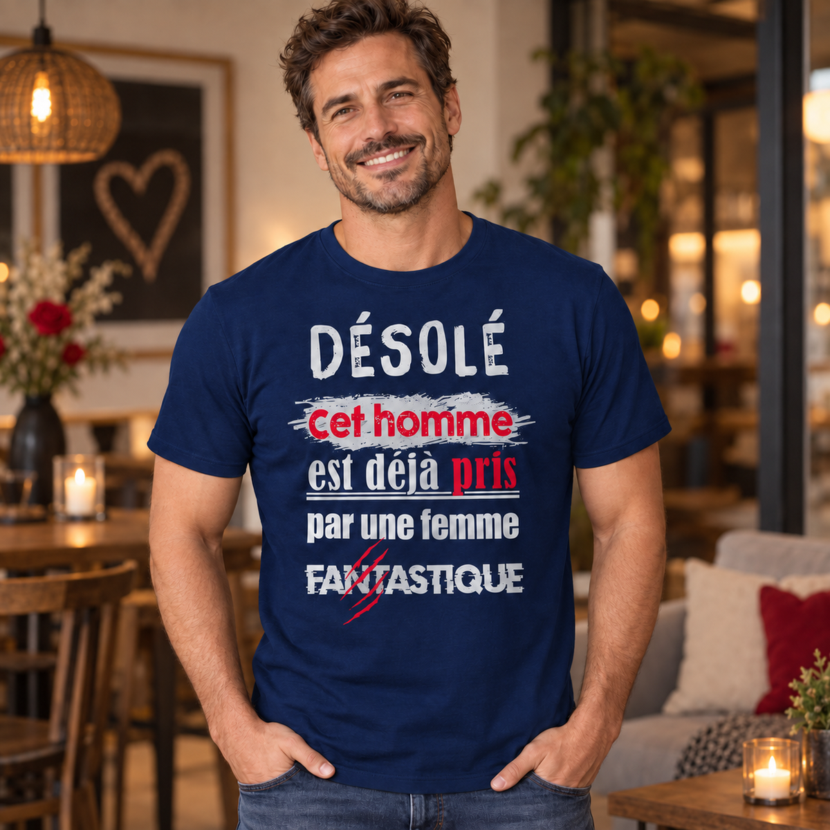 T-shirt couple homme – Déjà pris par une femme fantastique