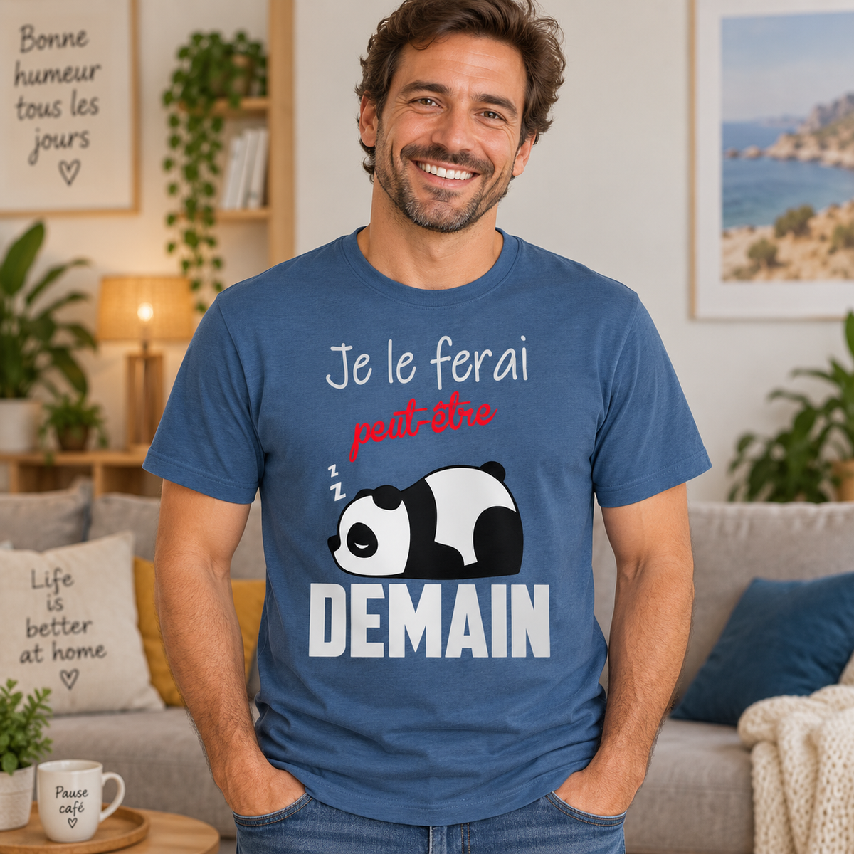 T-shirt panda humour – Je le ferai peut-être demain