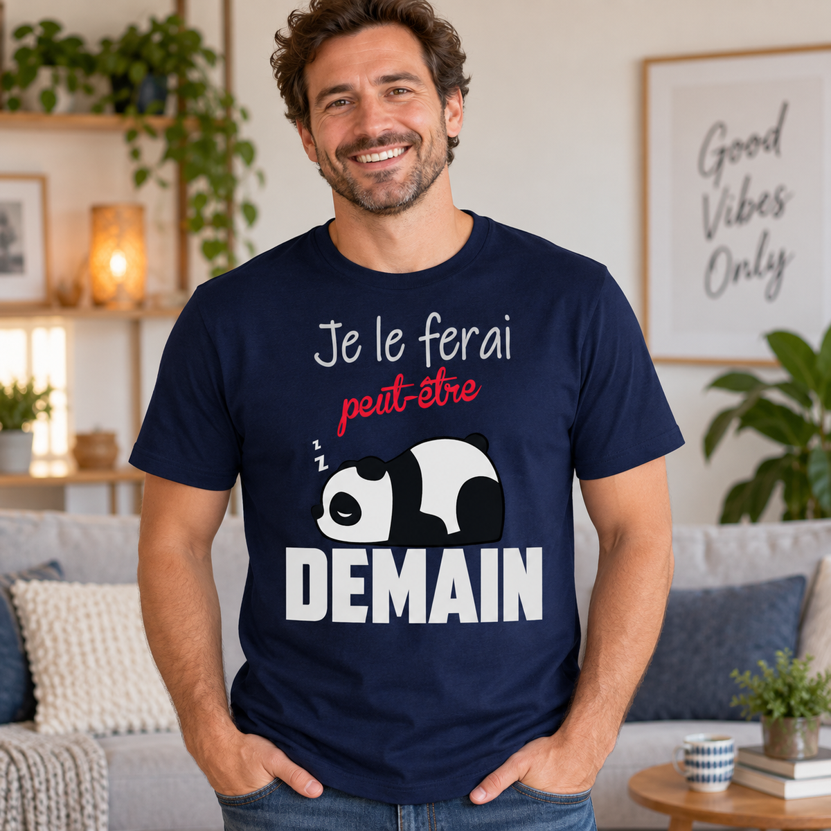 T-shirt panda humour – Je le ferai peut-être demain