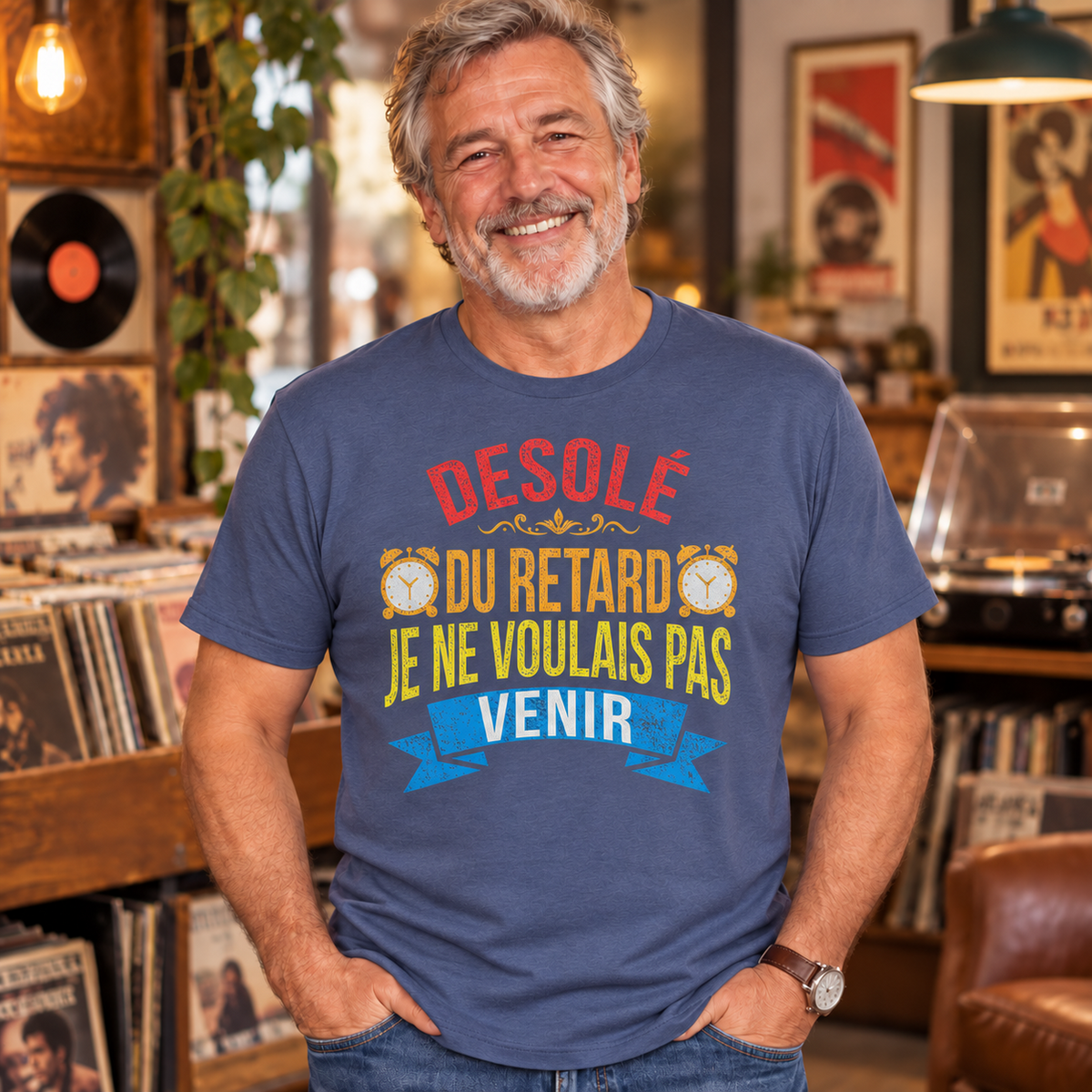 T-shirt humour retardataire – Désolé du retard, je ne voulais pas venir