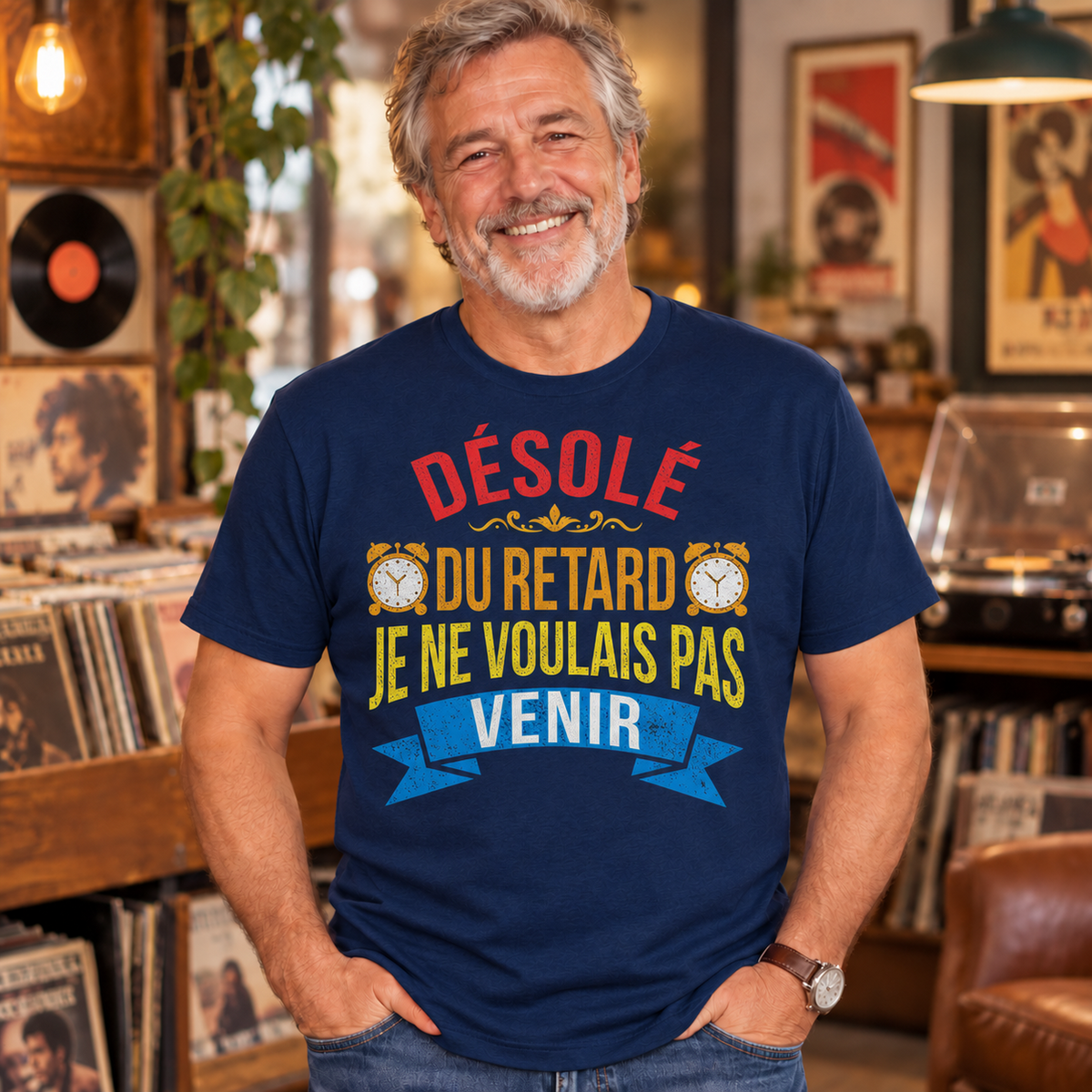 T-shirt humour retardataire – Désolé du retard, je ne voulais pas venir