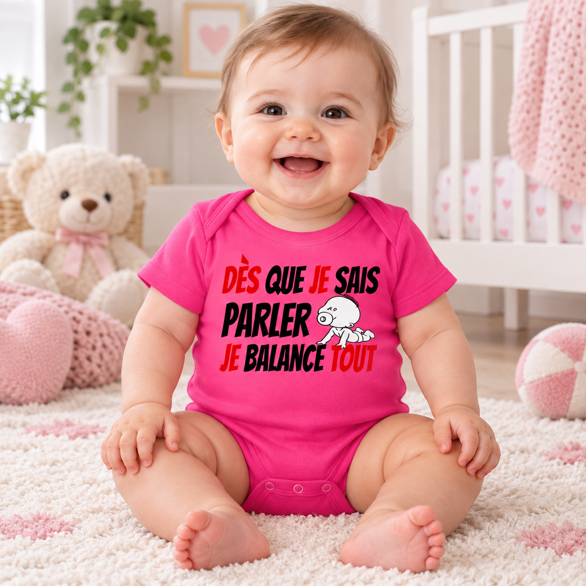 Body bébé humour – Dès que je sais parler, je balance tout