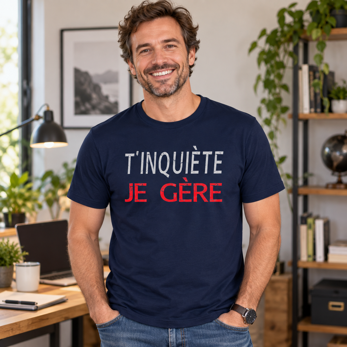T-shirt humour homme – T’inquiète, je gère