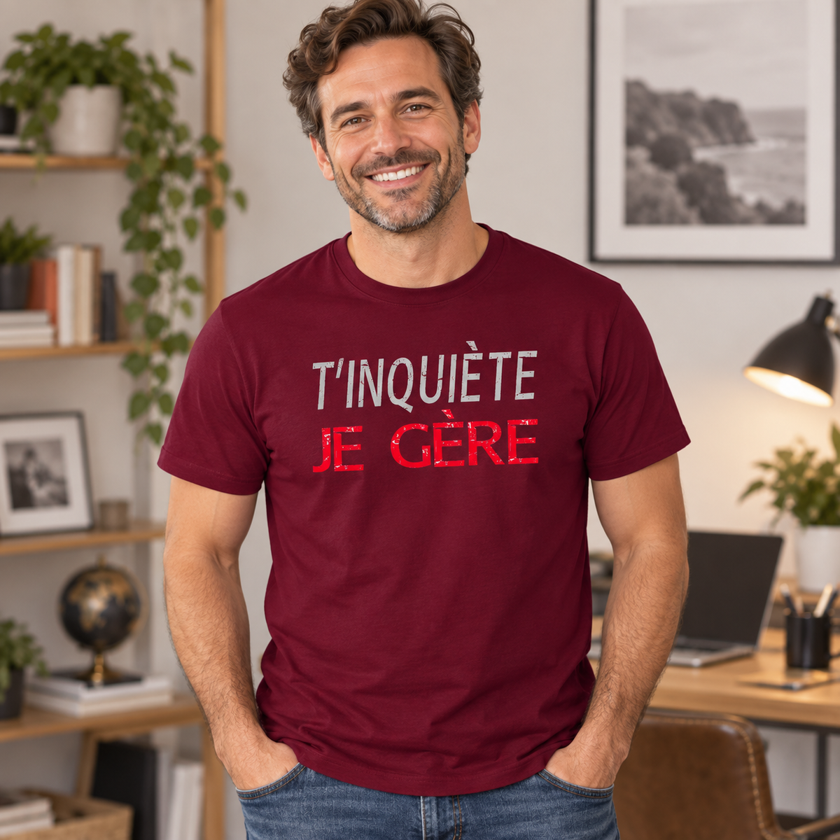 T-shirt humour homme – T’inquiète, je gère