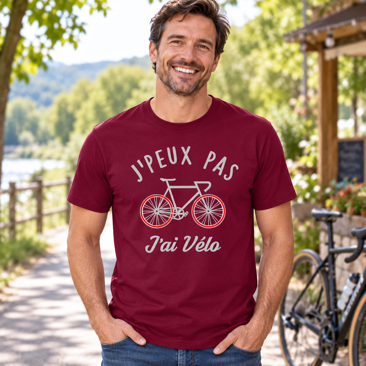 T-shirt cycliste humour – J’peux pas, j’ai vélo