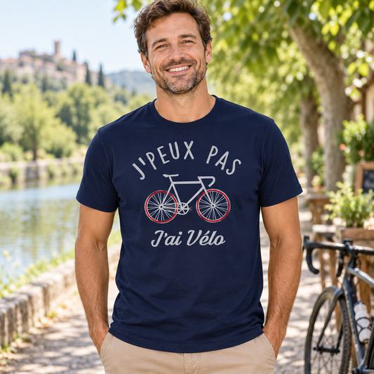 T-shirt cycliste humour – J’peux pas, j’ai vélo