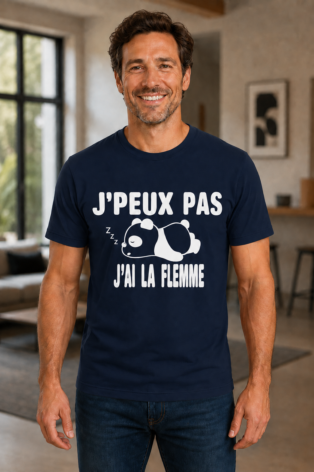 T-shirt Homme Humour -J’peux pas, j’ai la flemme – Panda