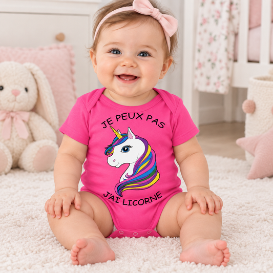 Body bébé fille licorne – Je peux pas, j’ai licorne