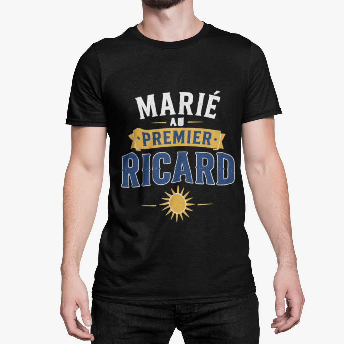 T-shirt Humour Homme « Marié au Premier Ricard » – Cadeau Apéro