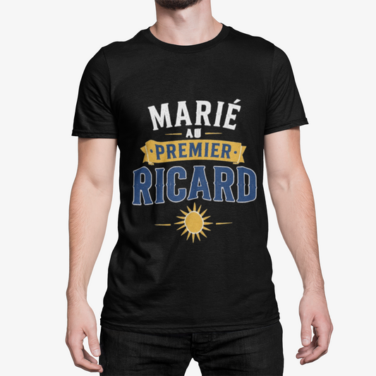 T-shirt Humour Homme « Marié au Premier Ricard » – Cadeau Apéro