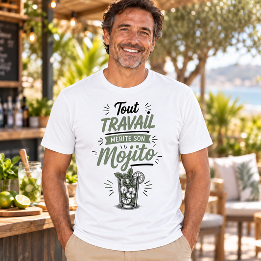 T-shirt mojito humour – Tout travail mérite son mojito