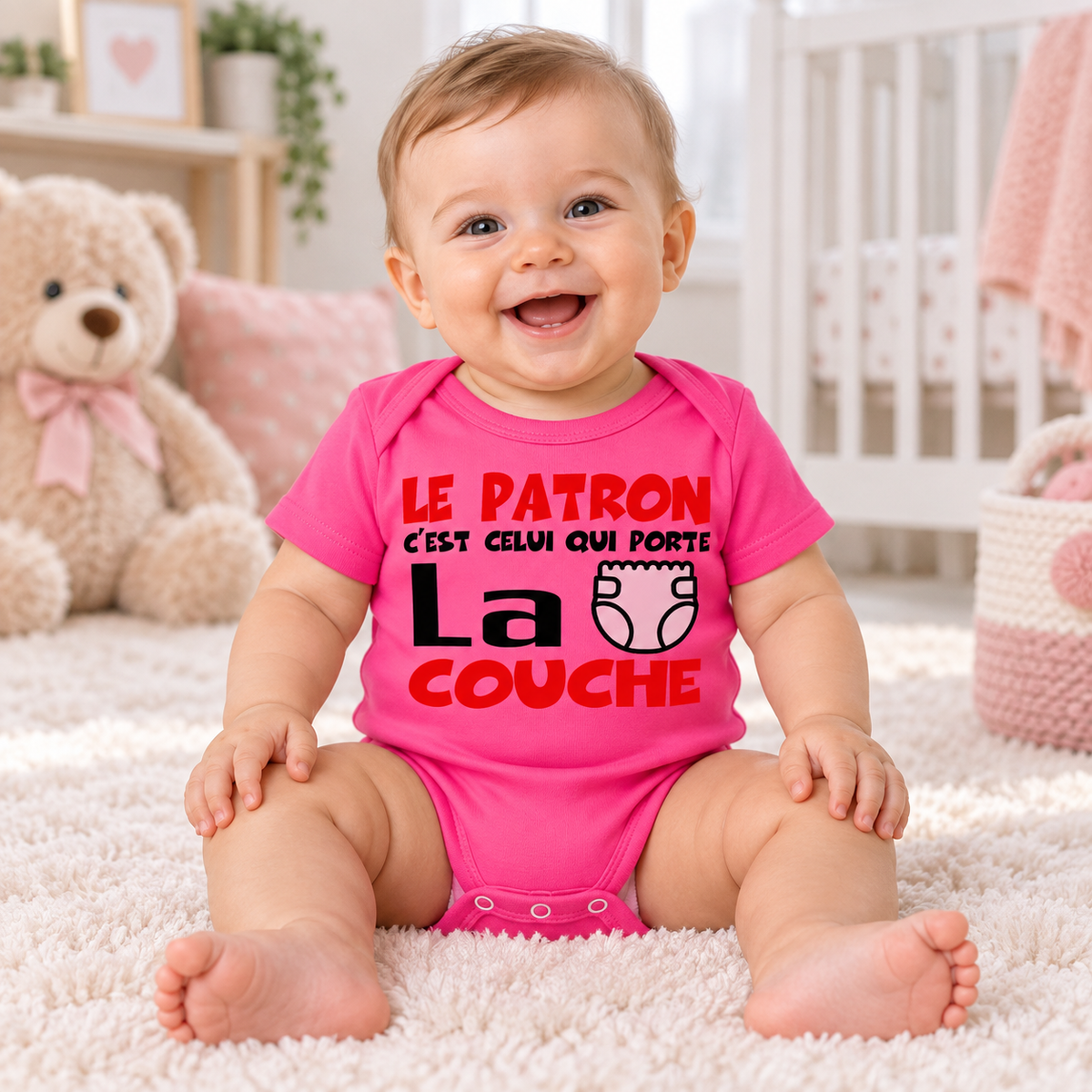 Body bébé humour – Le patron, c’est celui qui porte la couche