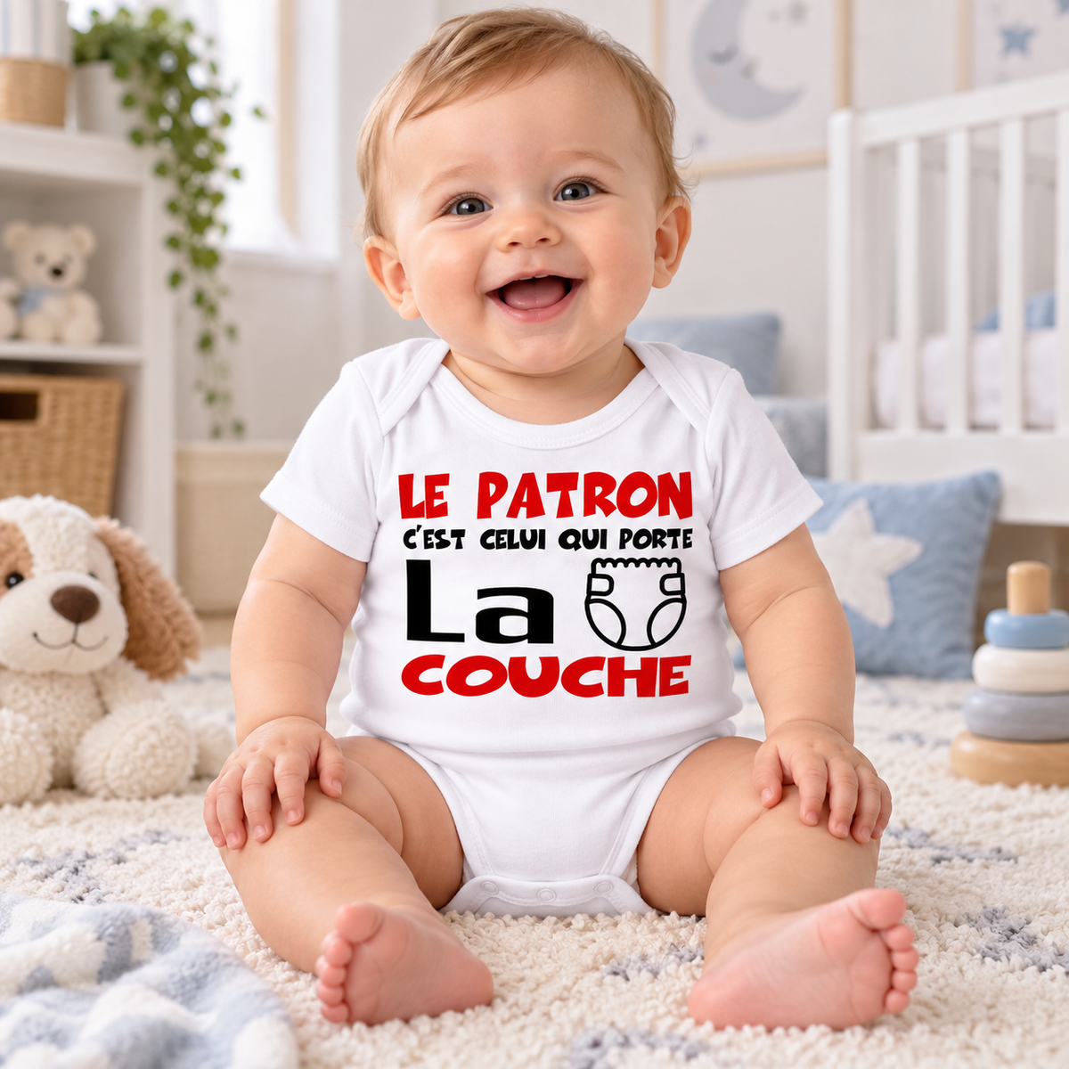 Body bébé humour – Le patron, c’est celui qui porte la couche