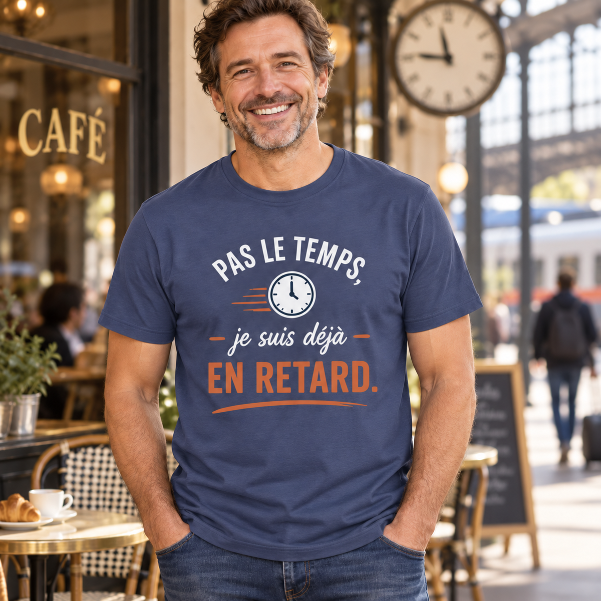 T-shirt humour retardataire – Pas le temps, je suis déjà en retard