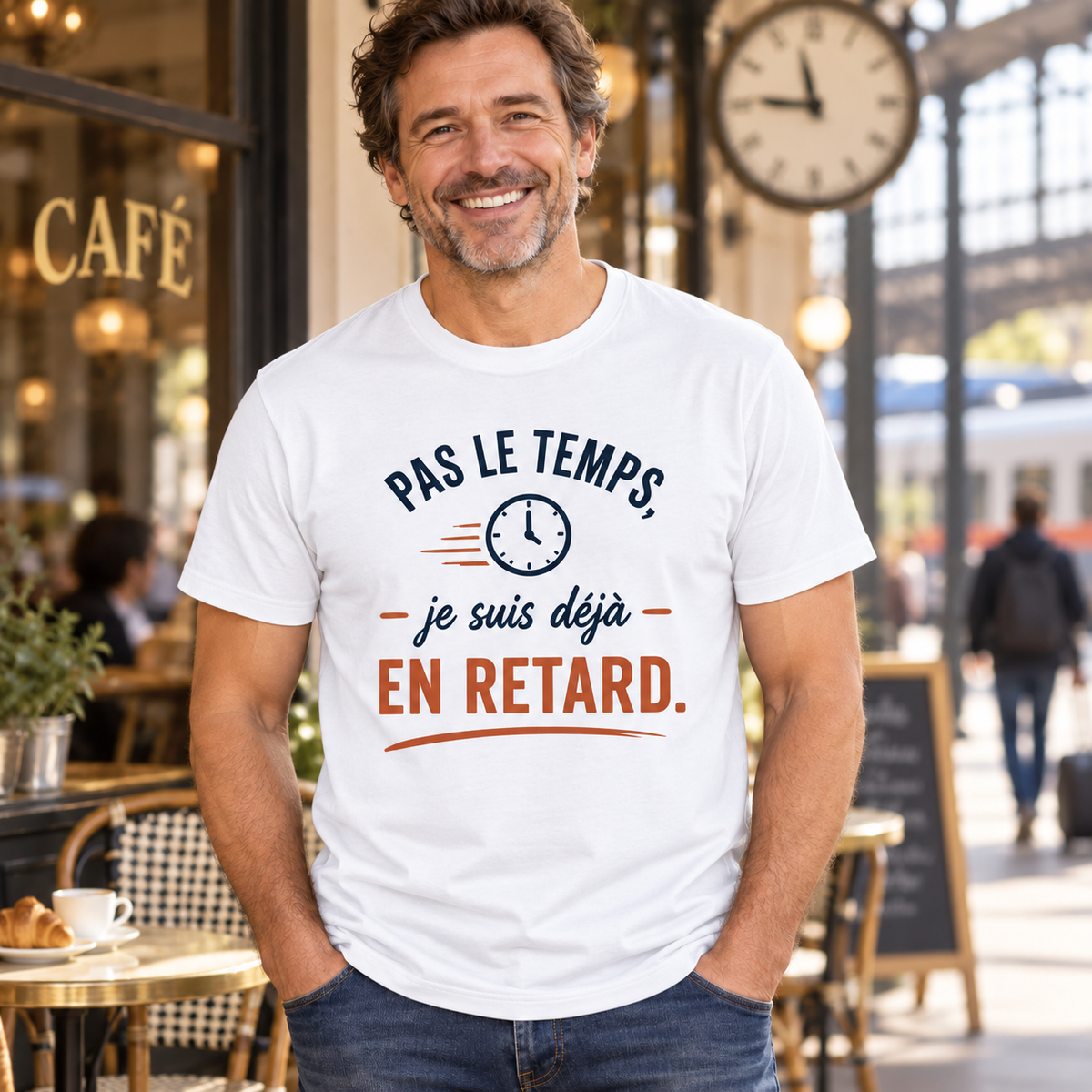T-shirt humour retardataire – Pas le temps, je suis déjà en retard