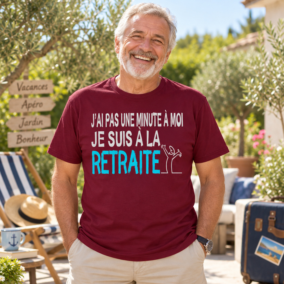 T-shirt retraite homme humour – J’ai pas une minute à moi