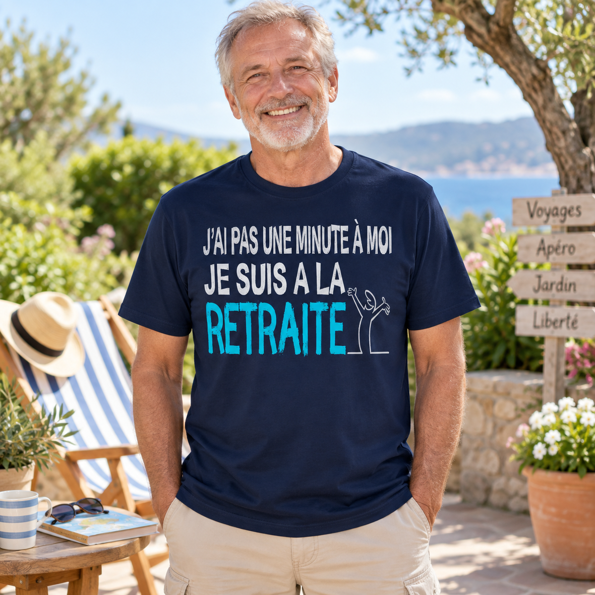 T-shirt retraite homme humour – J’ai pas une minute à moi