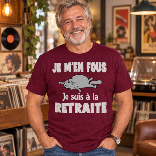 T-shirt retraite homme humour – Je m’en fous, je suis à la retraite