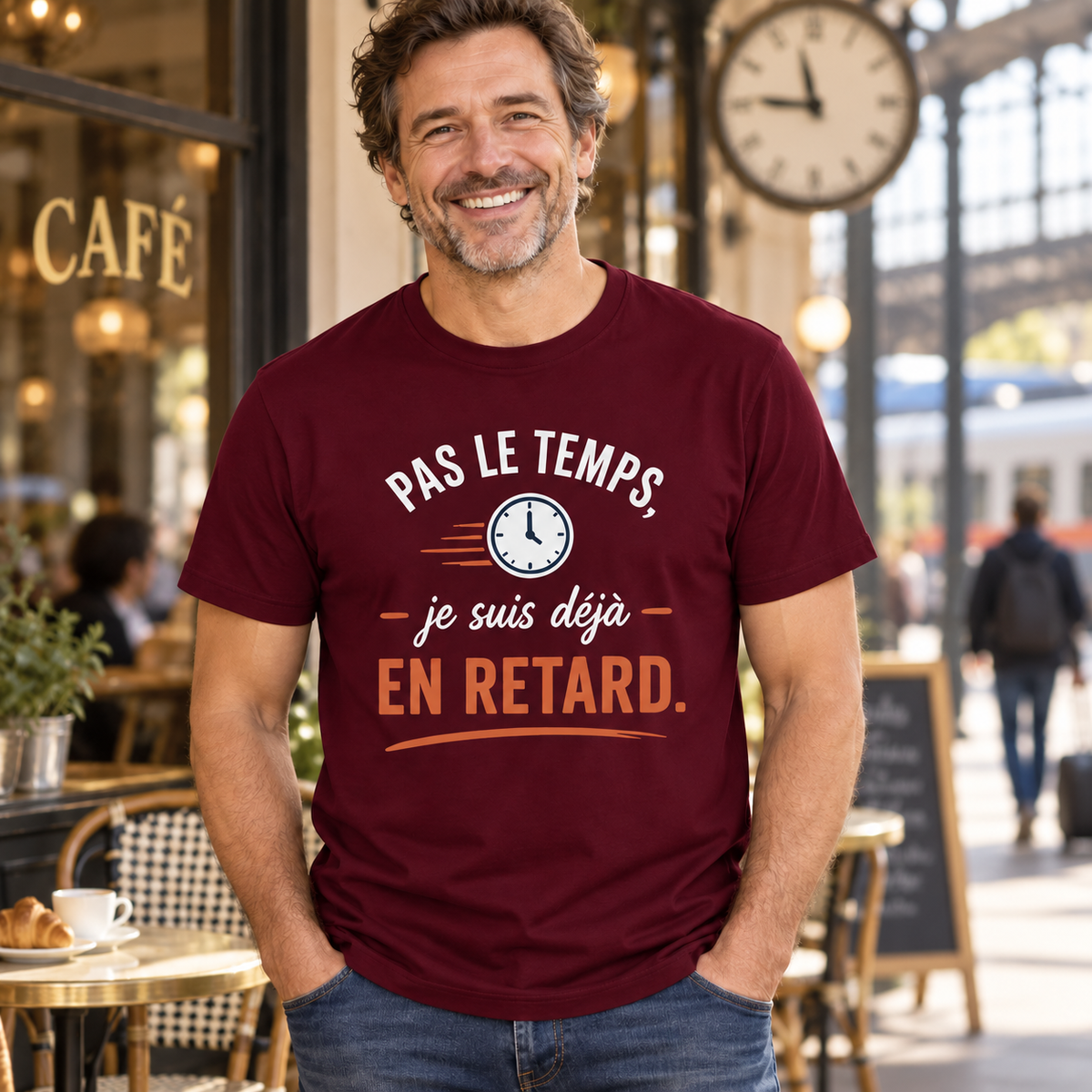T-shirt humour retardataire – Pas le temps, je suis déjà en retard