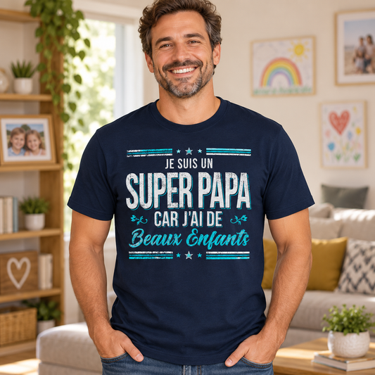 T-shirt Super Papa – Cadeau original pour papa