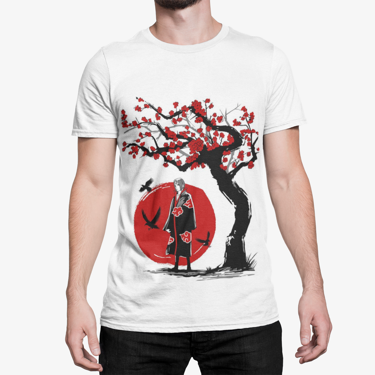 T-shirt Itachi Uchiha Akatsuki Blanc – Manga Naruto Homme