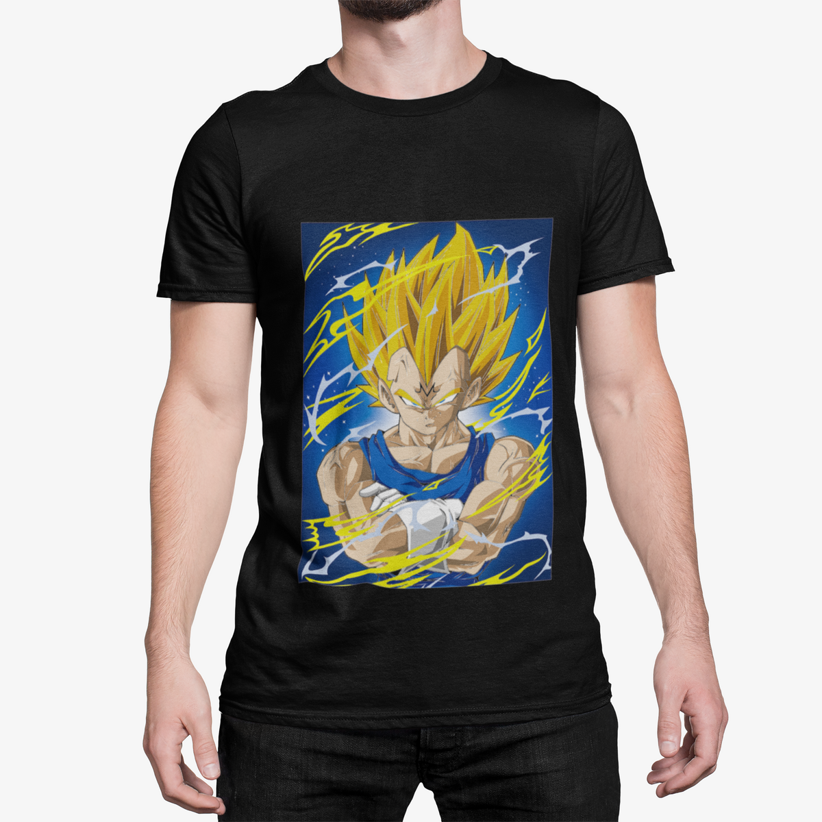 T-Shirt Guerrier Électrique Homme Noir – Design Anime Original