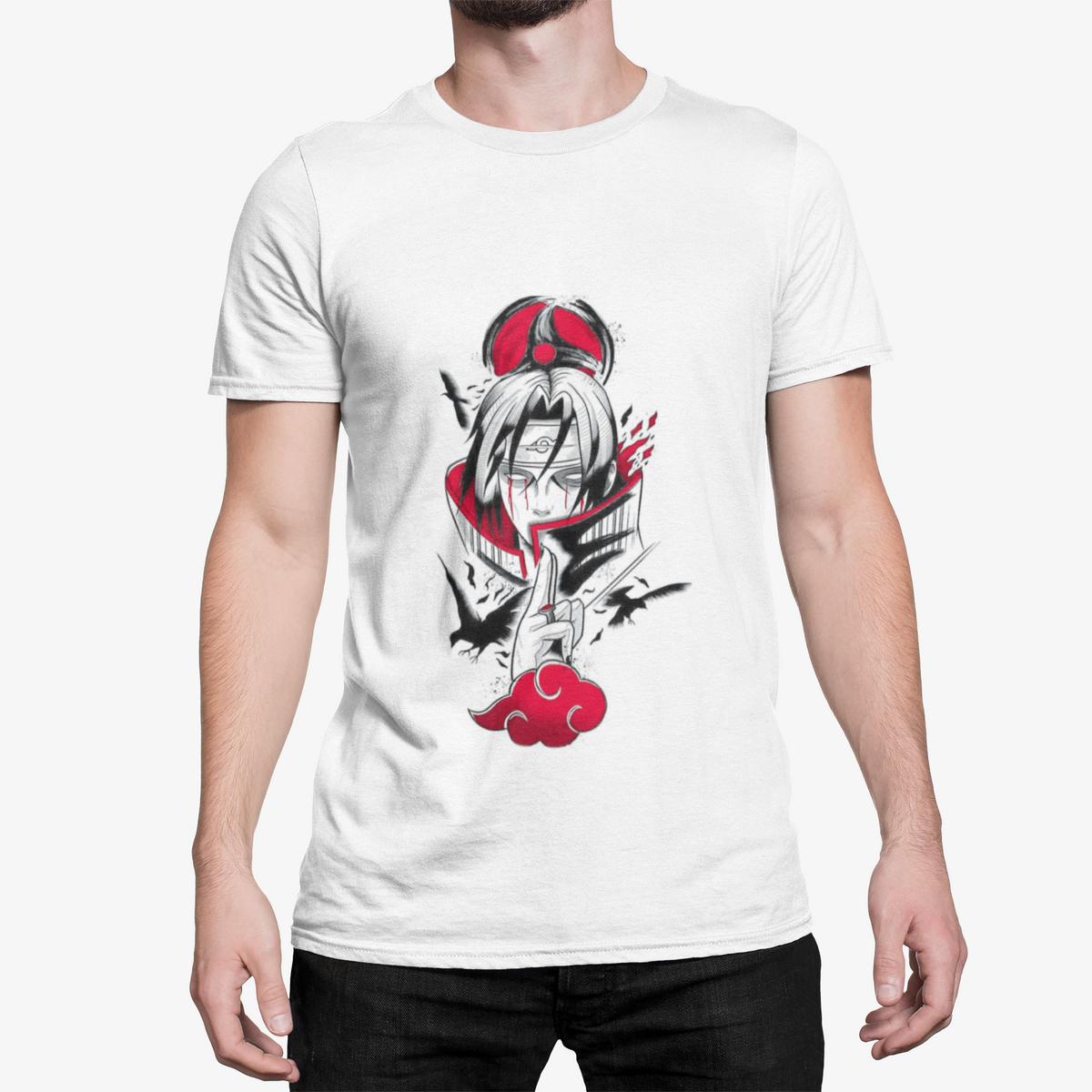 T-Shirt Itachi Uchiha Akatsuki Homme – Naruto Anime Blanc |